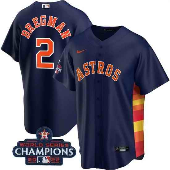 Youth Houston Astros #2 Alex Bregman Navy 2022 World Series Champions Stitched BaseballJersey->women mlb jersey->Women Jersey