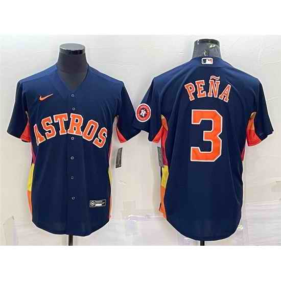Men Houston Astros #3 Jeremy Pena Navy With Patch Cool Base Stitched Jersey_1->houston astros->MLB Jersey