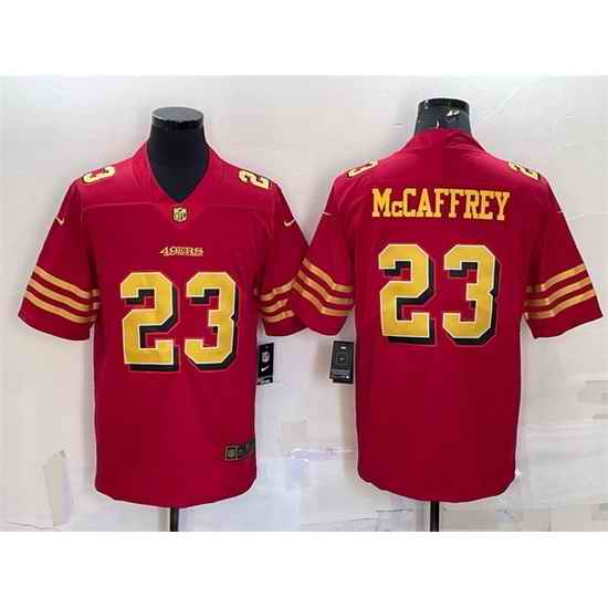 Men San Francisco 49ers #23 Christian McCaffrey Red Gold Vapor Untouchable Limited Stitched Jersey->san francisco 49ers->NFL Jersey
