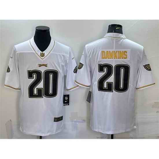 Men Philadelphia Eagles #20 Brian Dawkins White Gold Limited Stitched Jersey->philadelphia eagles->NFL Jersey