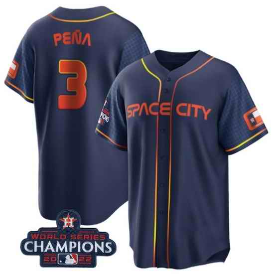 Men Houston Astros #3 Jeremy Pena Navy 2022 World Series Champions City Connect Stitched Baseball Jersey->houston astros->MLB Jersey