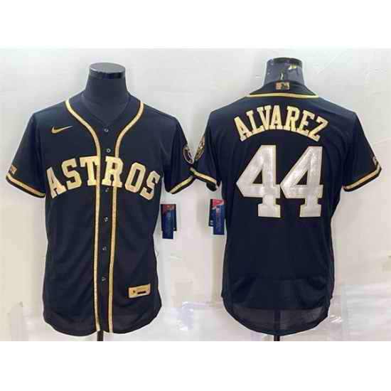 Men Houston Astros #44 Yordan Alvarez Black Gold Flex Base Stitched Jersey->los angeles dodgers->MLB Jersey
