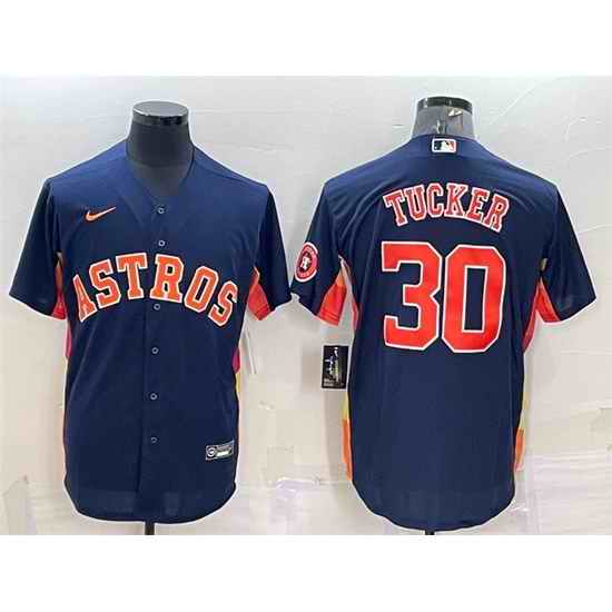 Men Houston Astros #30 Kyle Tucker Navy With Patch Cool Base Stitched Jersey->houston astros->MLB Jersey