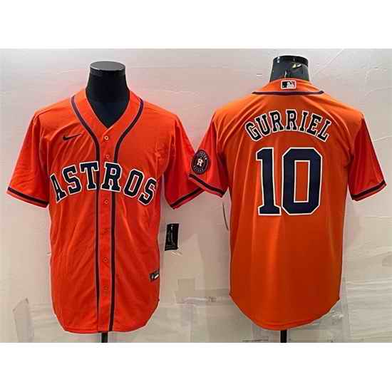 Men Houston Astros #10 Yuli Gurriel Orange With Patch Cool Base Stitched Jersey->houston astros->MLB Jersey