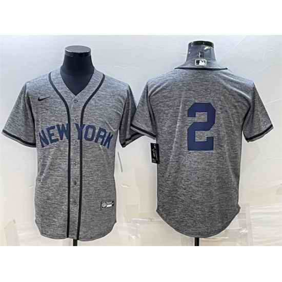Men New York Yankees #2 Derek Jeter Grey Cool Base Stitched JerseyS->new york yankees->MLB Jersey