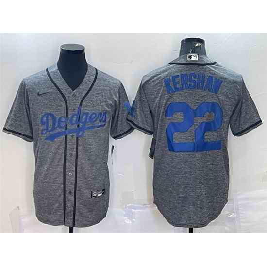 Men Los Angeles Dodgers #22 Clayton Kershaw Grey Cool Base Stitched Jersey->los angeles dodgers->MLB Jersey
