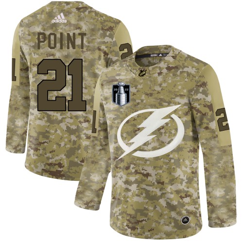 Adidas Tampa Bay Lightning #21 Brayden Point Camo 2022 Stanley Cup Final Patch Authentic Stitched NHL Jersey Men’s->women nhl jersey->Women Jersey