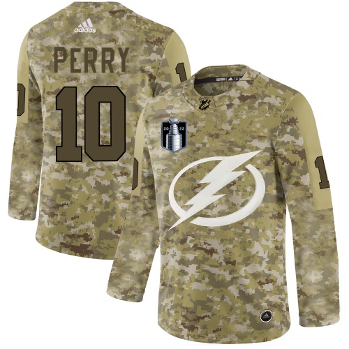 Adidas Tampa Bay Lightning #10 Corey Perry Camo 2022 Stanley Cup Final Patch Authentic Stitched NHL Jersey Men’s->youth nhl jersey->Youth Jersey