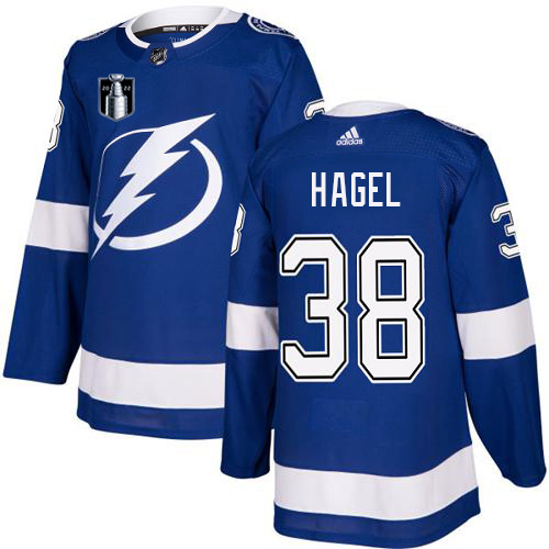 Adidas Tampa Bay Lightning #38 Brandon Hagel Blue 2022 Stanley Cup Final Patch Home Authentic Stitched NHL Jersey Men’s->youth nhl jersey->Youth Jersey
