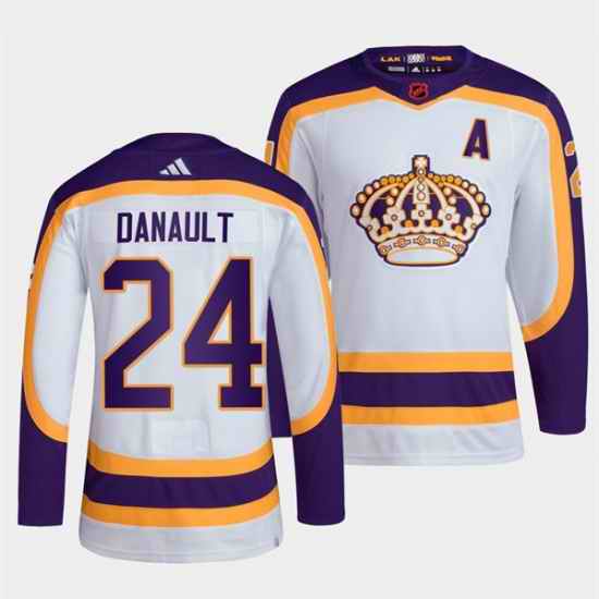Men Los Angeles Kings #24 Phillip Danault White 2022 Reverse Retro Stitched Jersey->minnesota wild->NHL Jersey