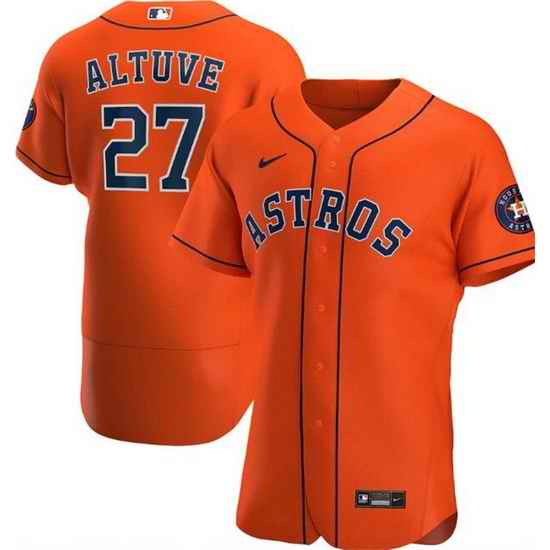 Men Houston Astros #27 Jose Altuve Orange Flex Base Stitched Jersey->houston astros->MLB Jersey