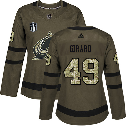 Adidas Colorado Avalanche #49 Samuel Girard Green Women’s 2022 Stanley Cup Final Patch Salute to Service Stitched NHL Jersey Womens->youth nhl jersey->Youth Jersey