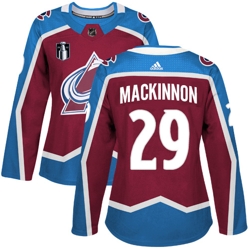 Adidas Colorado Avalanche #29 Nathan MacKinnon Burgundy Women’s 2022 Stanley Cup Final Patch Home Authentic Stitched NHL Jersey Womens->youth nhl jersey->Youth Jersey