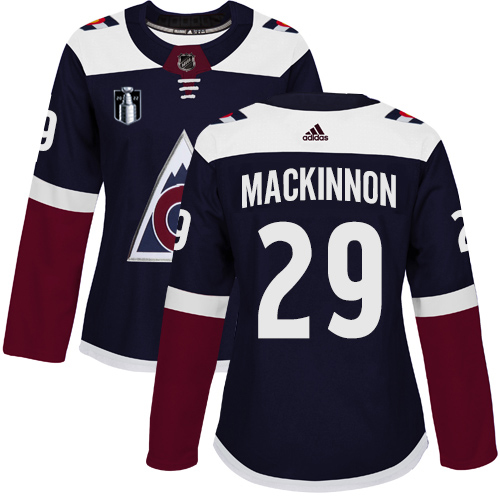 Adidas Colorado Avalanche #29 Nathan MacKinnon Navy Women’s 2022 Stanley Cup Final Patch Alternate Authentic Stitched NHL Jersey Womens->youth nhl jersey->Youth Jersey