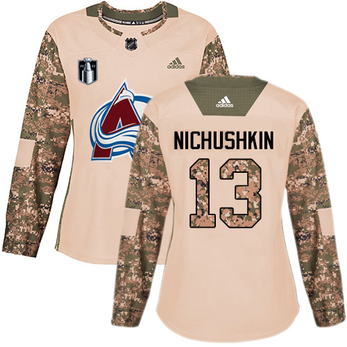 Adidas Colorado Avalanche #13 Valeri Nichushkin Camo Women’s 2022 Stanley Cup Final Patch Authentic Veterans Day Stitched NHL Jersey Womens->youth nhl jersey->Youth Jersey