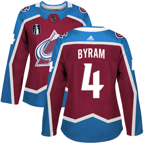 Adidas Colorado Avalanche #4 Bowen Byram Burgundy Women’s 2022 Stanley Cup Final Patch Home Authentic Stitched NHL Jersey Womens->youth nhl jersey->Youth Jersey
