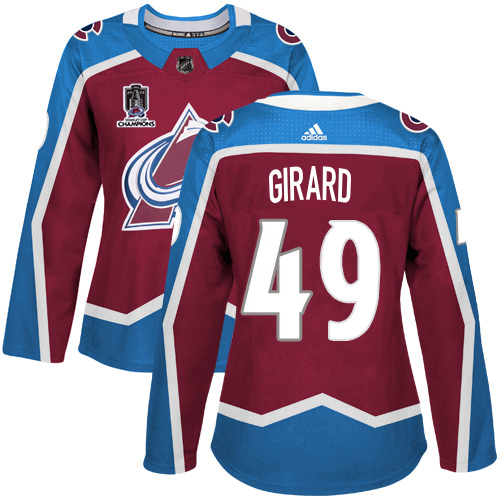 Adidas Colorado Avalanche #49 Samuel Girard Burgundy Women’s 2022 Stanley Cup Champions Burgundy Home Authentic Stitched NHL Jersey Womens->colorado avalanche->NHL Jersey