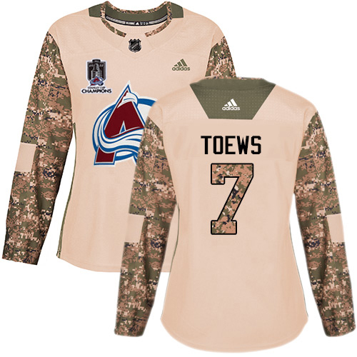 Adidas Colorado Avalanche #7 Devon Toews Camo Authentic Women’s 2022 Stanley Cup Champions Veterans Day Stitched NHL Jersey Womens->women nhl jersey->Women Jersey