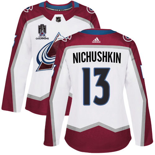 Adidas Colorado Avalanche #13 Valeri Nichushkin White Women’s 2022 Stanley Cup Champions Road Authentic Stitched NHL Jersey Womens->youth nhl jersey->Youth Jersey