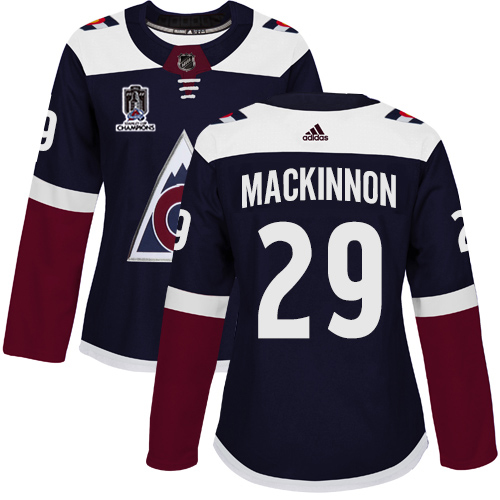 Adidas Colorado Avalanche #29 Nathan MacKinnon Navy Women’s 2022 Stanley Cup Champions Alternate Authentic Stitched NHL Jersey Womens->youth nhl jersey->Youth Jersey