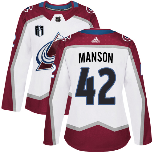 Adidas Colorado Avalanche #42 Josh Manson White Women’s 2022 Stanley Cup Final Patch Road Authentic Stitched NHL Jersey Womens->youth nhl jersey->Youth Jersey
