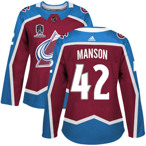 Adidas Colorado Avalanche #42 Josh Manson Burgundy Women’s 2022 Stanley Cup Champions Burgundy Home Authentic Stitched NHL Jersey Womens->youth nhl jersey->Youth Jersey