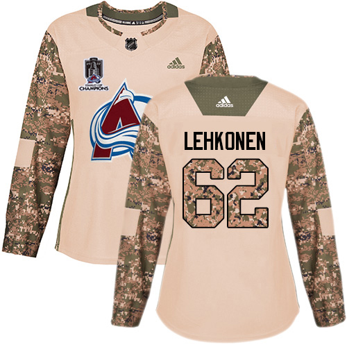 Adidas Colorado Avalanche #62 Artturi Lehkonen Camo Authentic Women’s 2022 Stanley Cup Champions Veterans Day Stitched NHL Jersey Womens->youth nhl jersey->Youth Jersey