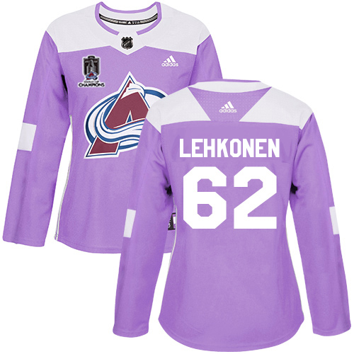 Adidas Colorado Avalanche #62 Artturi Lehkonen Purple Women’s 2022 Stanley Cup Champions Authentic Fights Cancer Stitched NHL Jersey Womens->tampa bay lightning->NHL Jersey