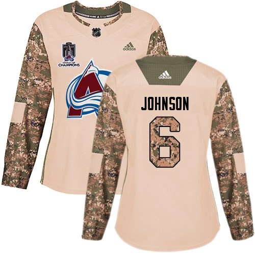 Adidas Colorado Avalanche #6 Erik Johnson Camo Authentic Women’s 2022 Stanley Cup Champions Veterans Day Stitched NHL Jersey Womens->youth nhl jersey->Youth Jersey