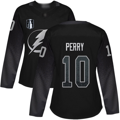 Adidas Tampa Bay Lightning #10 Corey Perry Black Women’s 2022 Stanley Cup Final Patch Alternate Authentic Stitched NHL Jersey Womens->youth nhl jersey->Youth Jersey