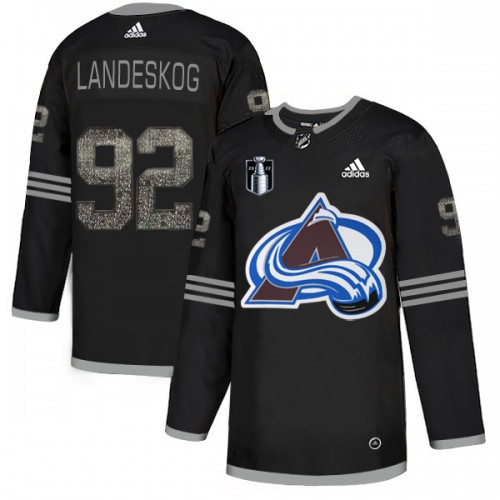 Adidas Colorado Avalanche #92 Gabriel Landeskog Adidas Youth 2022 Stanley Cup Final Patch Hockey Fights Adidas Colorado Avalanche NHL Jersey Black Youth->colorado avalanche->NHL Jersey