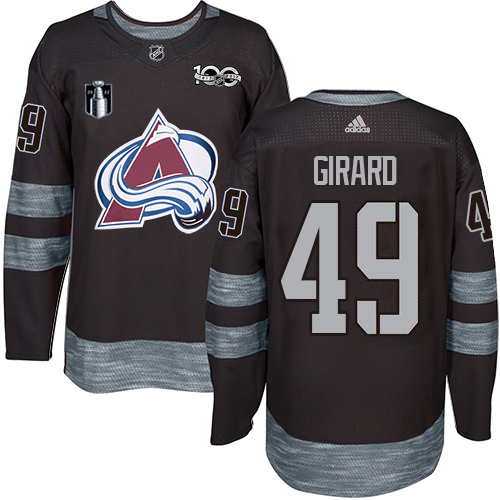 Adidas Colorado Avalanche #49 Samuel Girard Black Youth 2022 Stanley Cup Final Patch 100th Anniversary Stitched NHL Jersey Youth->youth nhl jersey->Youth Jersey