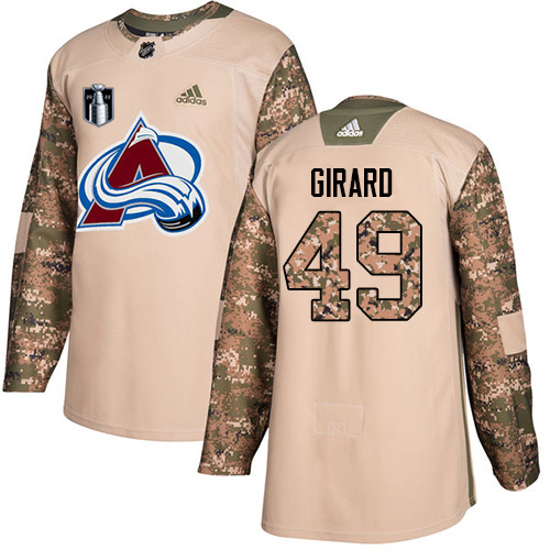Adidas Colorado Avalanche #49 Samuel Girard Camo Youth 2022 Stanley Cup Final Patch Authentic Veterans Day Stitched NHL Jersey Youth->youth nhl jersey->Youth Jersey