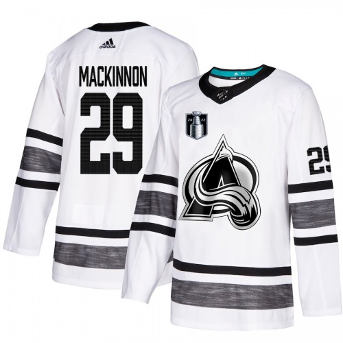 Adidas Colorado Avalanche #29 Nathan MacKinnon White Authentic Youth 2022 Stanley Cup Final Patch All-Star Stitched NHL Jersey Youth->youth nhl jersey->Youth Jersey