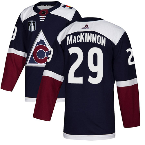 Adidas Colorado Avalanche #29 Nathan MacKinnon Navy Youth 2022 Stanley Cup Final Patch Alternate Authentic Stitched NHL Jersey Youth->youth nhl jersey->Youth Jersey