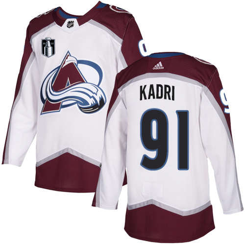 Adidas Colorado Avalanche #91 Nazem Kadri White Youth 2022 Stanley Cup Final Patch Road Authentic Stitched NHL Jersey Youth->colorado avalanche->NHL Jersey