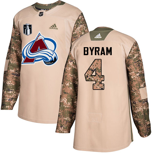 Adidas Colorado Avalanche #4 Bowen Byram Camo Youth 2022 Stanley Cup Final Patch Authentic Veterans Day Stitched NHL Jersey Youth->youth nhl jersey->Youth Jersey