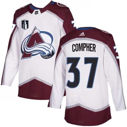 Adidas Colorado Avalanche #37 J.T. Compher White Youth 2022 Stanley Cup Final Patch Road Authentic Stitched NHL Jersey Youth->youth nhl jersey->Youth Jersey
