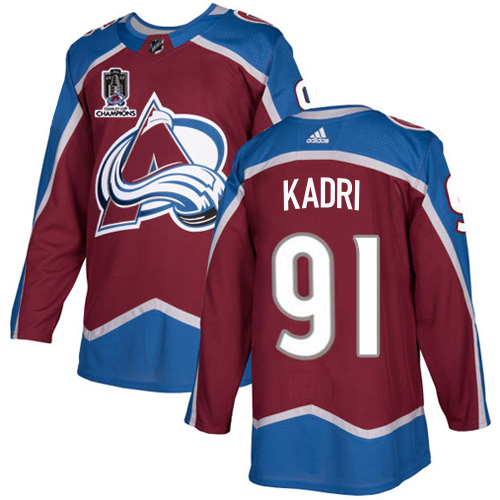Adidas Colorado Avalanche #91 Nazem Kadri Burgundy Youth 2022 Stanley Cup Champions Burgundy Home Authentic Stitched NHL Jersey Youth->colorado avalanche->NHL Jersey