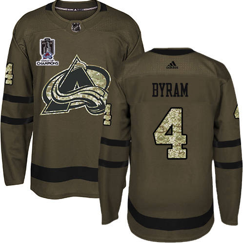 Adidas Colorado Avalanche #4 Bowen Byram Green Youth 2022 Stanley Cup Champions Salute To Service Stitched NHL Jersey Youth->youth nhl jersey->Youth Jersey