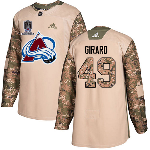 Adidas Colorado Avalanche #49 Samuel Girard Camo Authentic Youth 2022 Stanley Cup Champions Veterans Day Stitched NHL Jersey Youth->youth nhl jersey->Youth Jersey