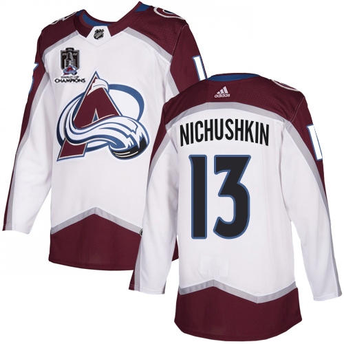 Adidas Colorado Avalanche #13 Valeri Nichushkin White Youth 2022 Stanley Cup Champions Road Authentic Stitched NHL Jersey Youth->youth nhl jersey->Youth Jersey