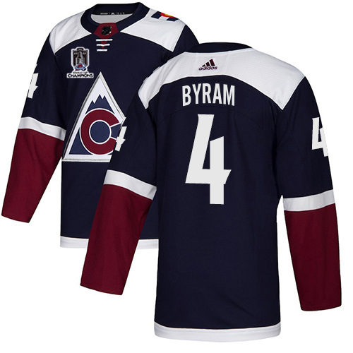 Adidas Colorado Avalanche #4 Bowen Byram Navy Youth 2022 Stanley Cup Champions Alternate Authentic Stitched NHL Jersey Youth->youth nhl jersey->Youth Jersey