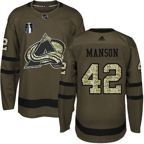 Adidas Colorado Avalanche #42 Josh Manson Green Youth 2022 Stanley Cup Final Patch Salute to Service Stitched NHL Jersey Youth->youth nhl jersey->Youth Jersey