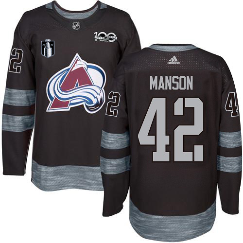 Adidas Colorado Avalanche #42 Josh Manson Black Youth 2022 Stanley Cup Final Patch 100th Anniversary Stitched NHL Jersey Youth->youth nhl jersey->Youth Jersey