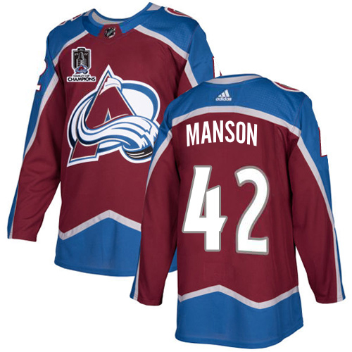 Adidas Colorado Avalanche #42 Josh Manson Burgundy Youth 2022 Stanley Cup Champions Burgundy Home Authentic Stitched NHL Jersey Youth->youth nhl jersey->Youth Jersey