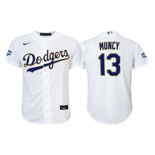 Los Angeles Los Angeles Dodgers #13 Max Muncy Youth Nike 2021 Gold Program World Series Champions MLB Jersey Whtie Youth->youth mlb jersey->Youth Jersey