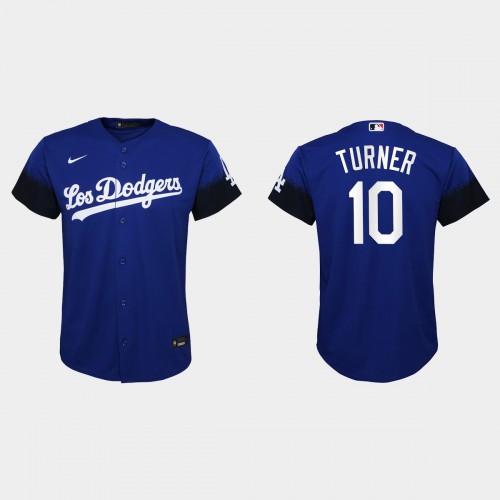 Los Angeles Los Angeles Dodgers #10 Justin Turner Nike Youth 2021 City Connect MLB Jersey Royal Youth->youth mlb jersey->Youth Jersey