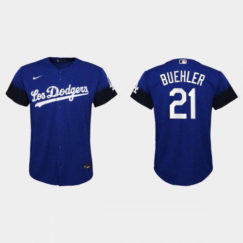 Los Angeles Los Angeles Dodgers #21 Walker Buehler Nike Youth 2021 City Connect MLB Jersey Royal Youth->youth mlb jersey->Youth Jersey
