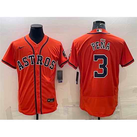 Men Houston Astros #3 Jeremy Pena Orange Flex Base Stitched Baseball Jersey->houston astros->MLB Jersey